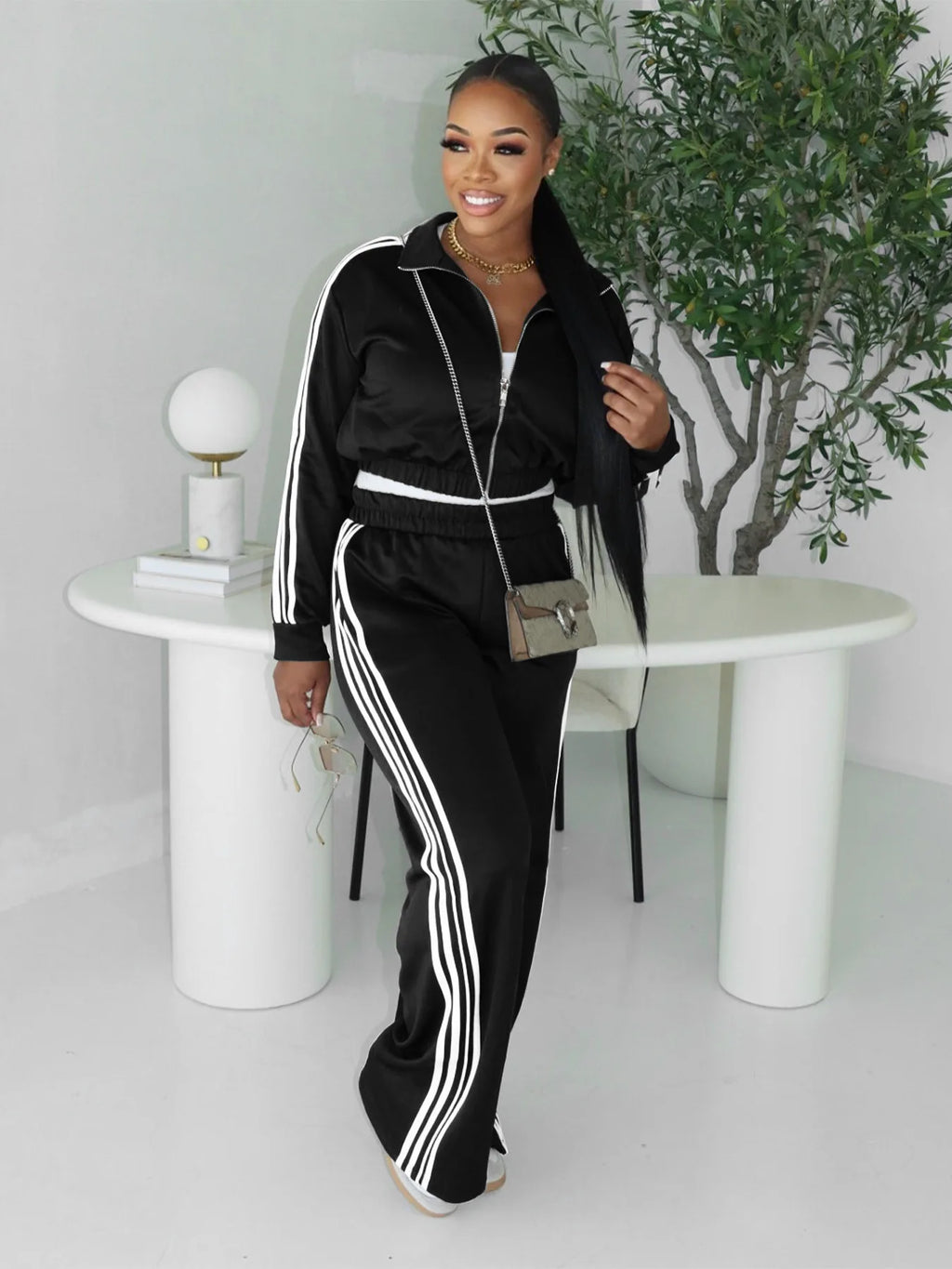 Y2K Striped Jogger Tracksuit Set - 2 Piece