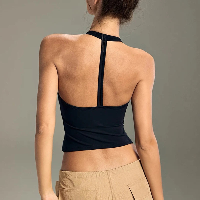 Women's V-Neck T-Strap Sports Bra