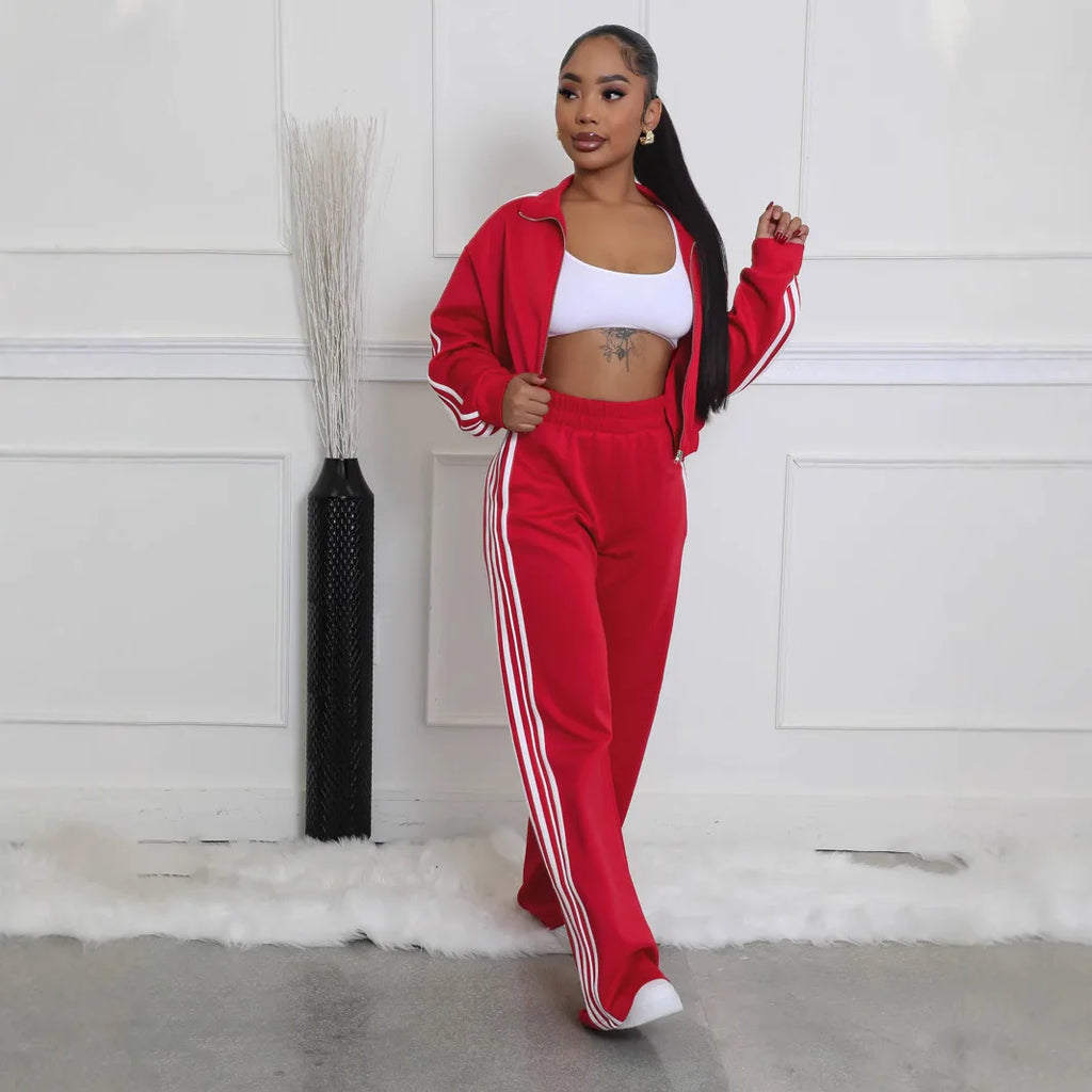 Y2K Striped Jogger Tracksuit Set - 2 Piece