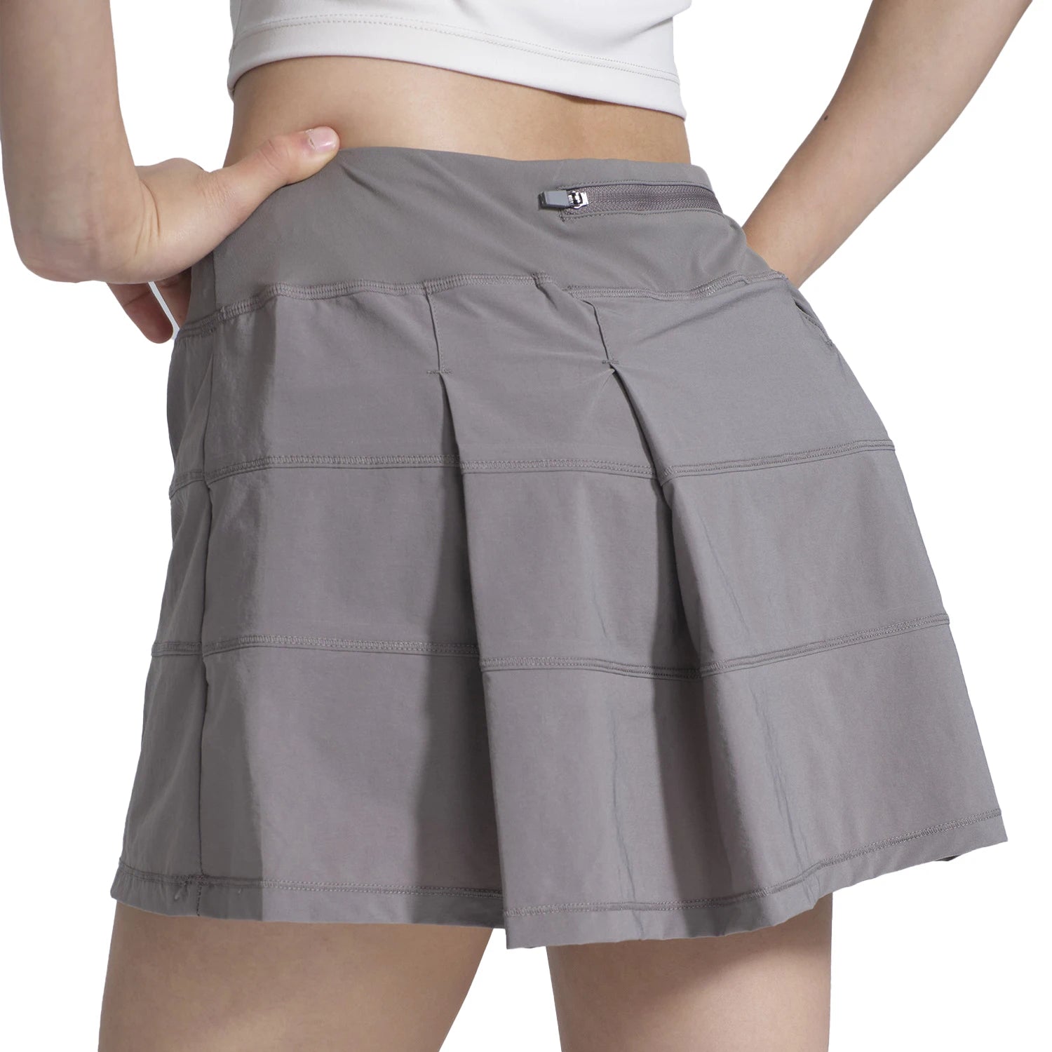 High-Waist Tennis Skort with Zipper Pocket