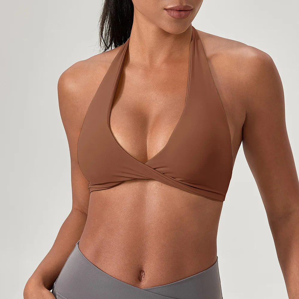 Strappy Padded Sports Bra - Criss Cross Back