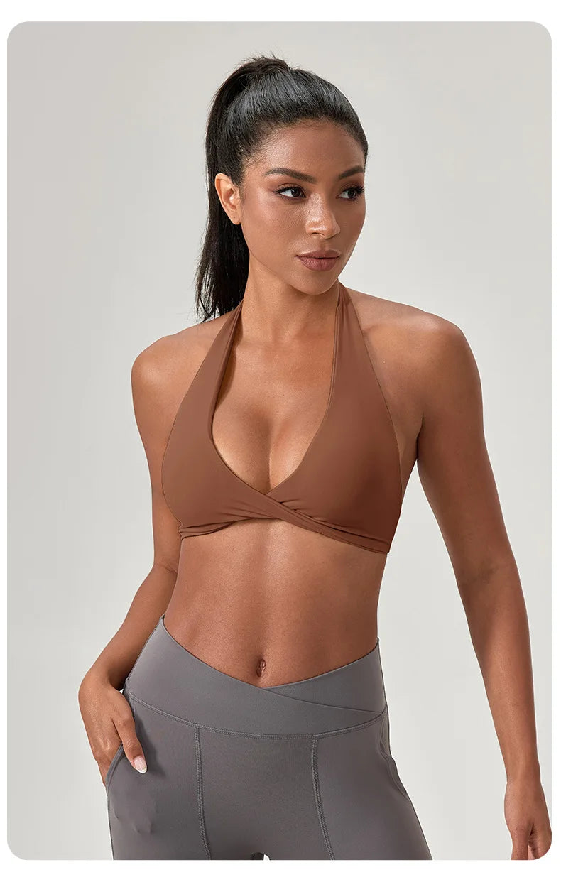 Strappy Padded Sports Bra - Criss Cross Back