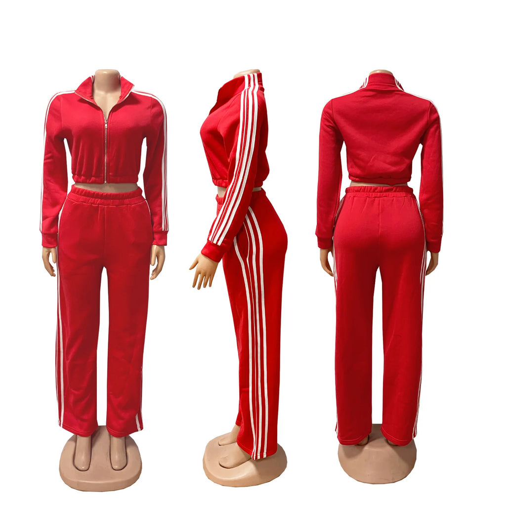 Y2K Striped Jogger Tracksuit Set - 2 Piece