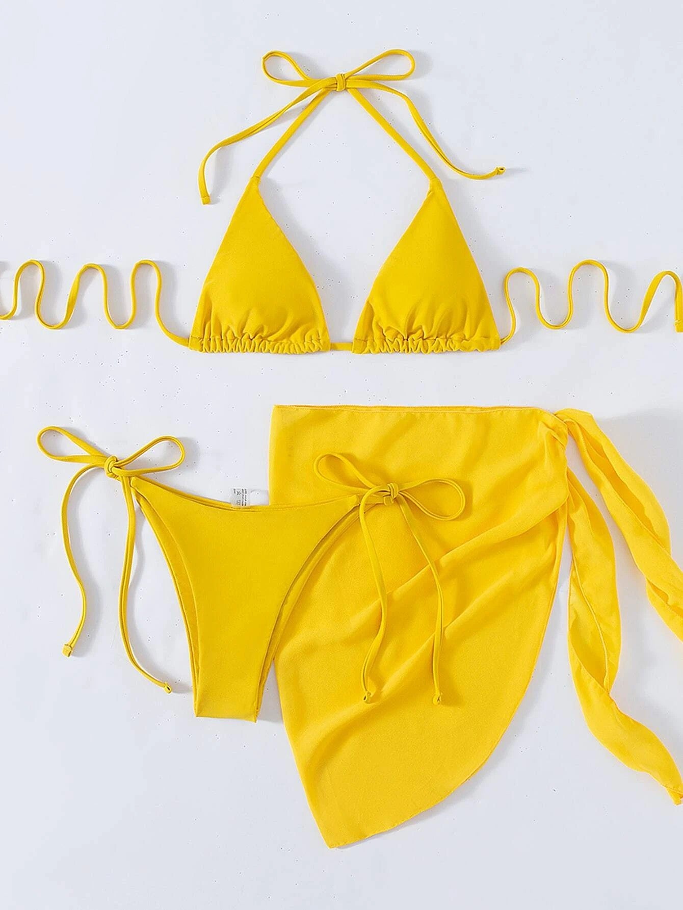 Mesh Detail Bikini - 3 Piece Swimsuit Set
