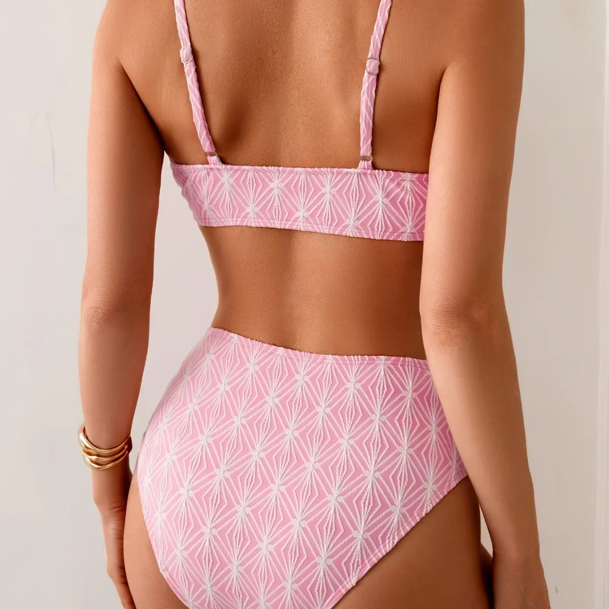 Women's Solid Color Thin Belt Bikini Set