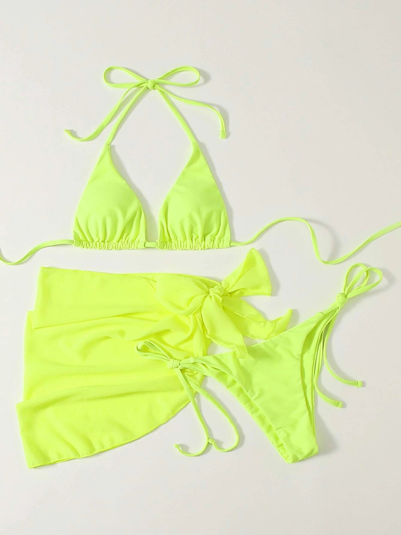 Mesh Detail Bikini - 3 Piece Swimsuit Set